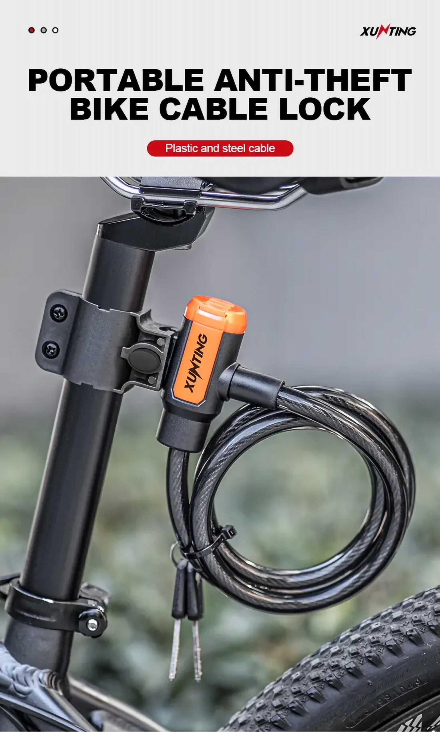 Weatherproof Anti-Theft Bike Cable Lock with Mounting Bracket - Image 12