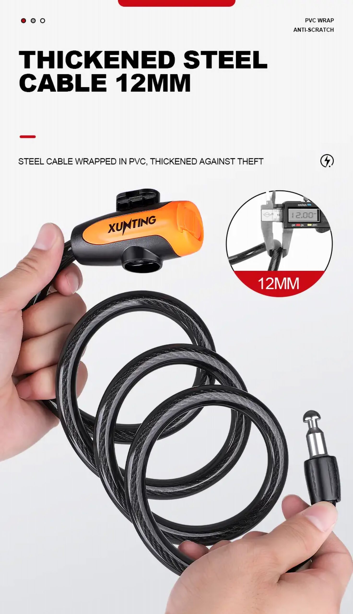 Weatherproof Anti-Theft Bike Cable Lock with Mounting Bracket - Image 9