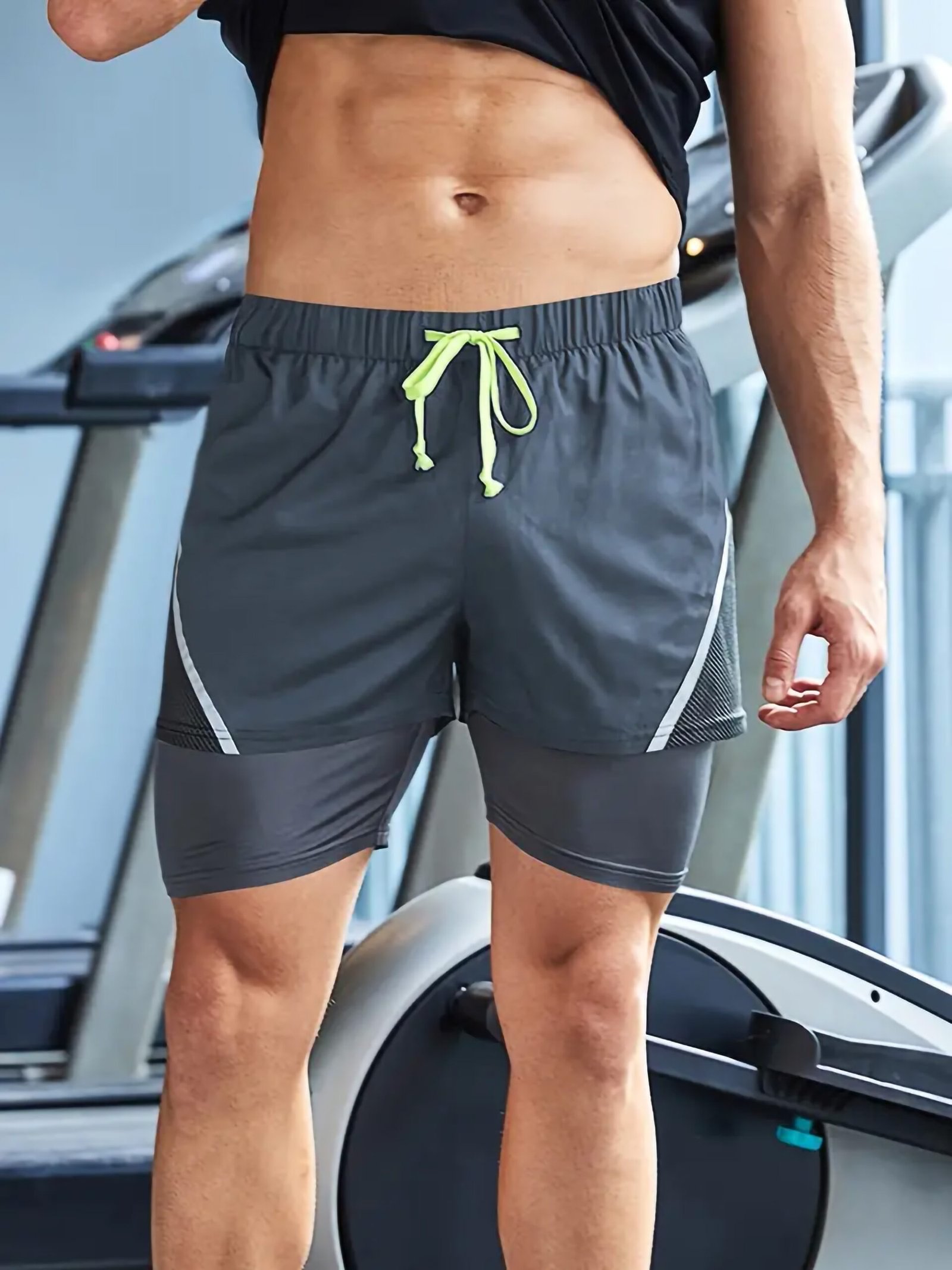 Double Layer Shorts With Inner Zipper Pocket