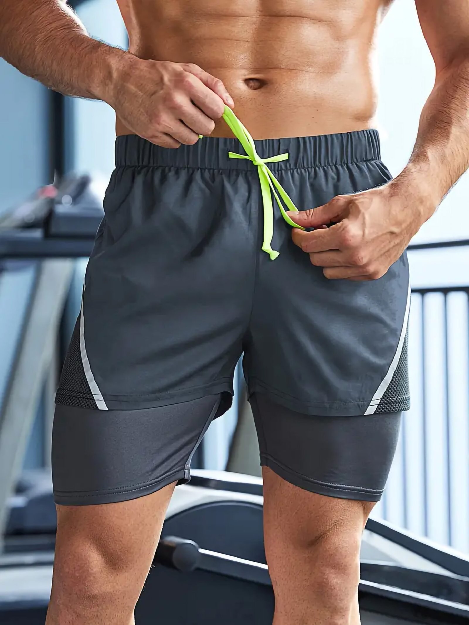 Double Layer Shorts With Inner Zipper Pocket - Image 4