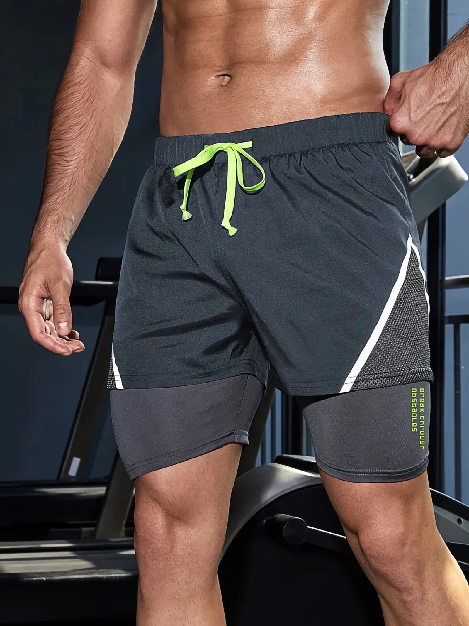 Double Layer Shorts With Inner Zipper Pocket - Image 2